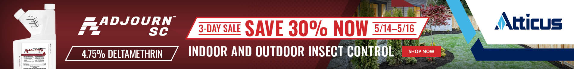3-Day Sale - Save 30% Now on Adjourn SC Indoor and Outdoor Insect Control