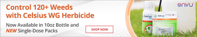 Control 120+ Weeds with Celsius WG Herbicide - Now available in 10oz Bottle & Single-Does Packs - Shop Now