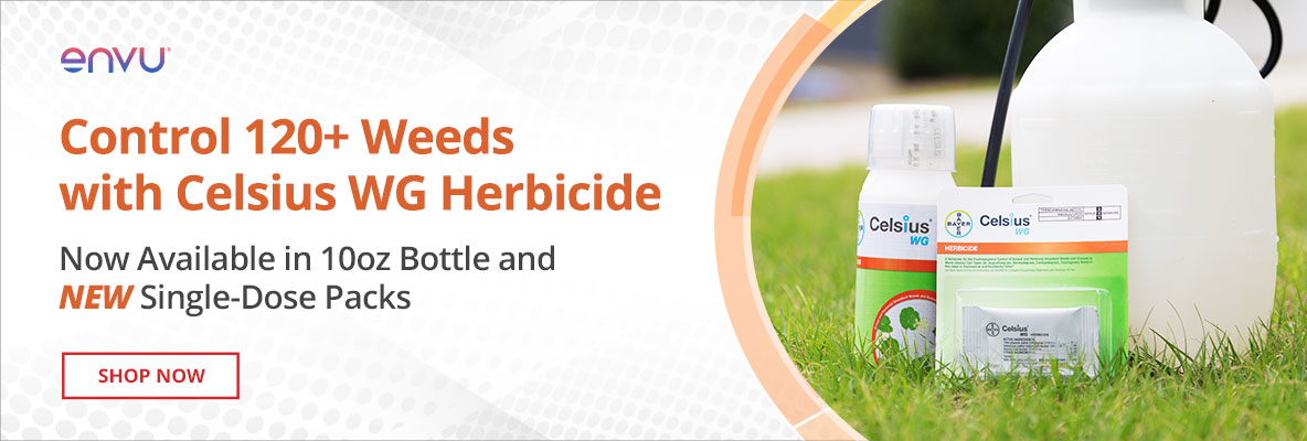 Control 120+ Weeds with Celsius WG Herbicide - Now available in 10oz Bottle & Single-Does Packs - Shop Now