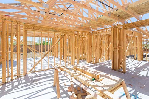 Image showing stick built construction framed house