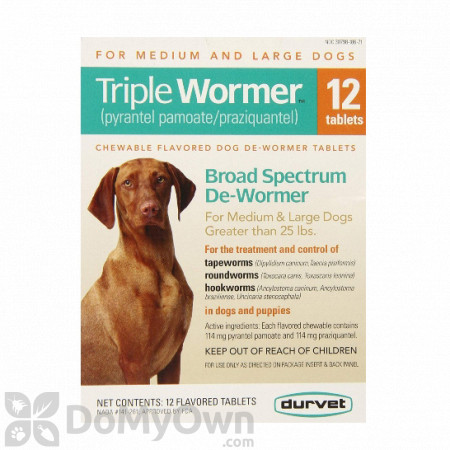 Durvet Triple Wormer Medium and Large Dogs - 12 ct