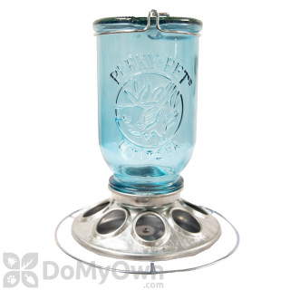 image of Perky Pet Blue Antique Wide Glass Bird Seed Feeder 32 oz. (784)