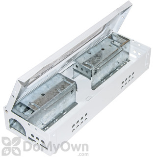 image of JT Eaton Speedy Clean Little Pete Slim Multiple Catch Mouse Trap - Clear Lid White 427CL-WH