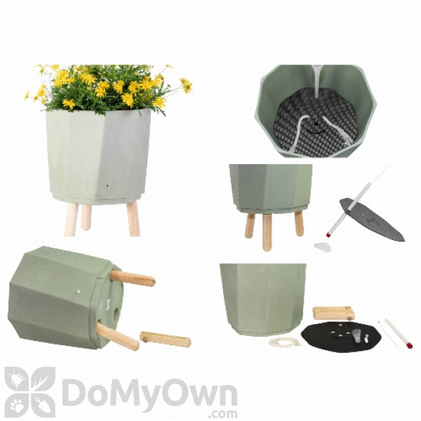 Bloem Eco Self-Watering Modern Planter Pot w/Wood Leg Stand Bloem Eco Self-Watering Modern Planter Pot w/Wood Leg Stand