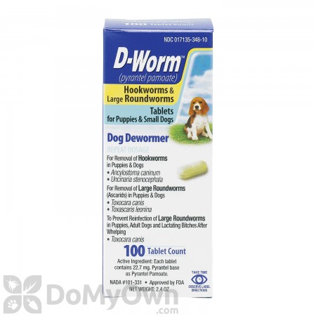D-Worm Dog Dewormer Hookworms & Large Roundworms Tablets