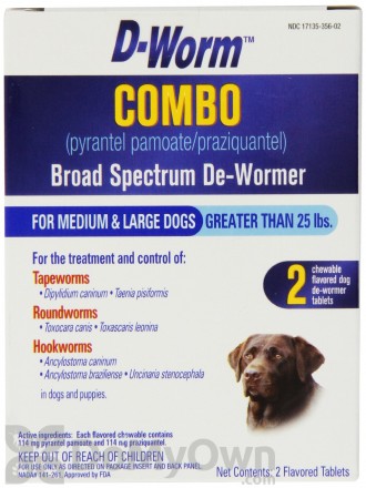 D-Worm Combo Broad Spectrum De-Wormer for Medium and Large Dogs