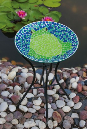 Evergreen Enterprises Bright and Cheerful Frog Mosaic Bird Bath with Stand (2GB224)