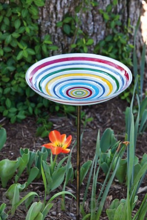 Evergreen Enterprises Color Swirl Bird Bath on Stake (2GB208)