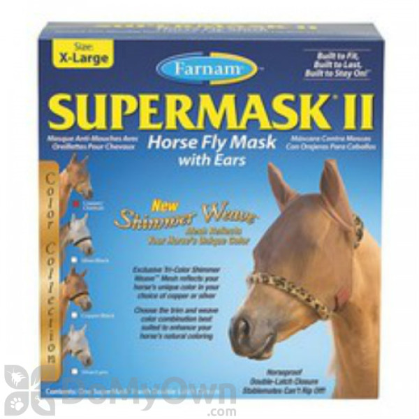 Farnam SuperMask II Horse Fly Mask Shimmer Weave with Ears - Cop