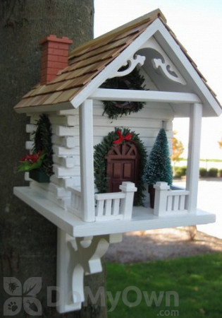 Home Bazaar Christmas Cabin Bird House (HB2098)