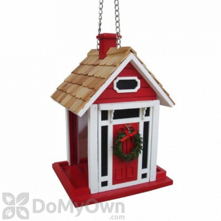 Home Bazaar Red Christmas Cottage Bird Feeder (HB9033CRS)