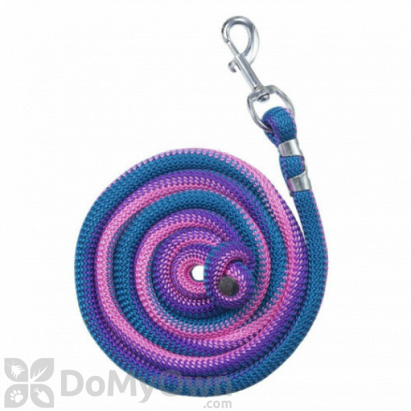 Tough - 1 8 ft. Woven Poly Cord Lead Rope - Purple/Turquoise/Hot