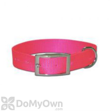 Leather Brothers Regular One - Ply Nylon Collar 5/8 in. x 14 in. - Neon Pink