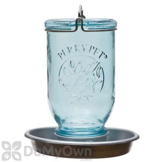 image of Perky Pet Wide Blue Antique Glass Bird Waterer (783)