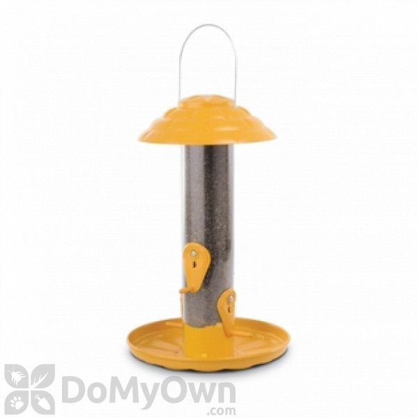 Pinebush Tube Finch Feeder With Tray And Cap Yellow 12 In 07054