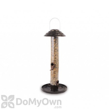 PineBush Tube Metal Bird Feeder with Antique Cap and Cooper Seed Tray 18 in. (07059)
