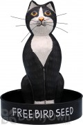 Songbird Essentials Sitting Black and White Cat Round Metal Tray Bird Feeder (SE3870221)