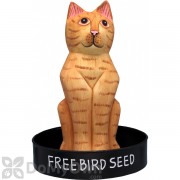 Songbird Essentials Sitting Orange Tabby Cat Round Metal Tray Bird Feeder (SE3870233)