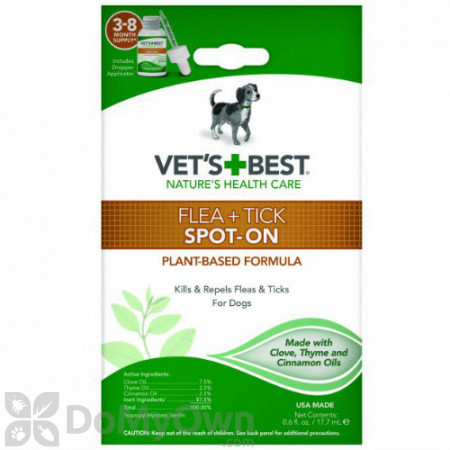 Vets Best Flea and Tick Spot - On Drops Topical Treatment for Dogs
