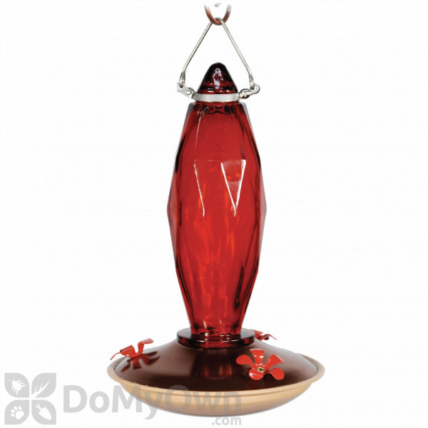 Woodlink Audubon Jewel Cut Glass Ruby Colored Hummingbird Feeder