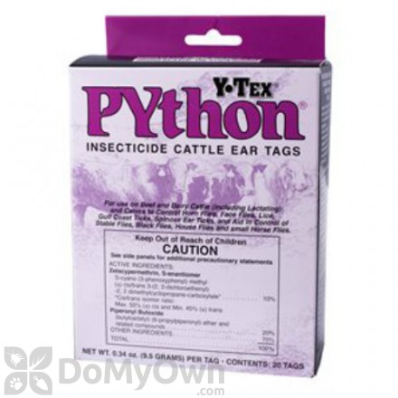 Y - Tex Python Insecticide Cattle Ear Tags Combo Black