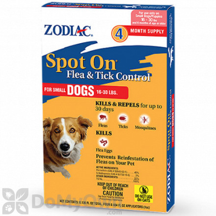 Zodiac Spot On Flea and Tick Control for Small Dogs (16-30 lbs.) - 4 Pack