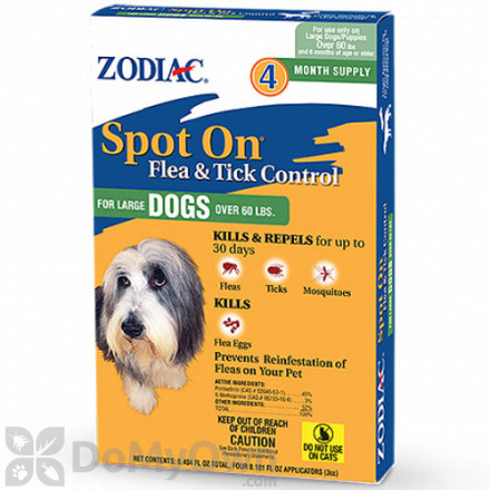 Zodiac Spot On Flea and Tick Control for Large Dogs (Over 60 lbs.) - 4 Pack